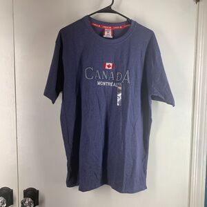 Canada Shirt Mens XL Blue Souvenir Travel Montreal Short Sleeve Canadian Flag